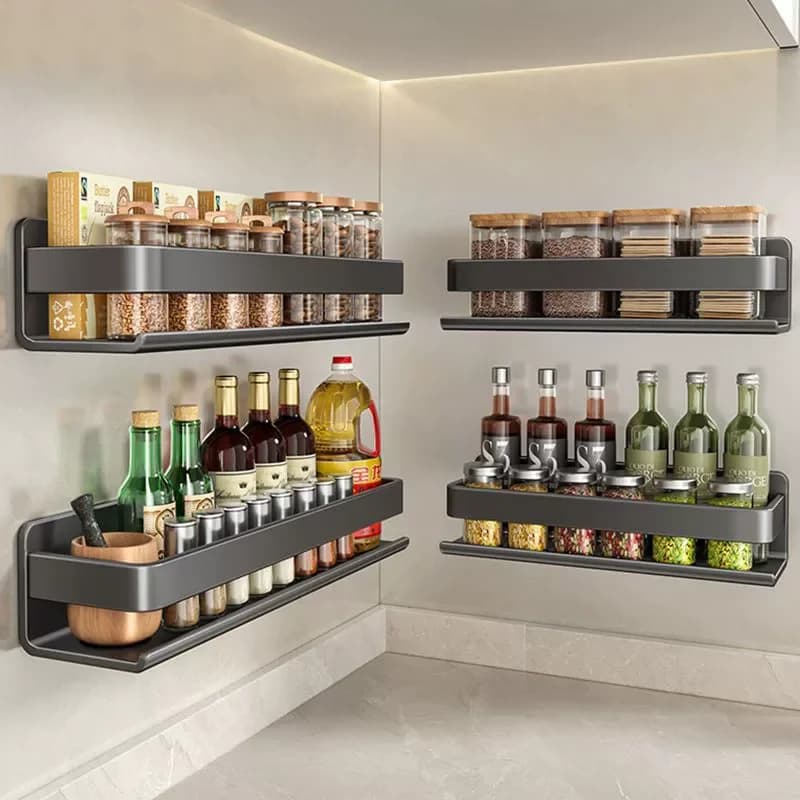 Multifunctional Item Shelf Condiment Storage Organizer Rack Organizer Spice Rack Organizer Wall Mount Seasoning Organizer Shelf