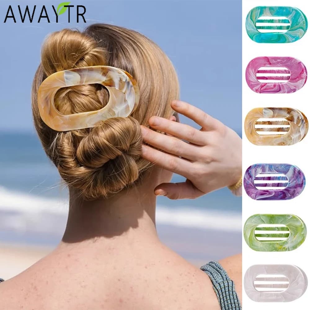 AWAYTR Acrylic marble hair claw Forcina Plastic hair clips fashion clamp Hair accessories for girl Gift for festival Valentine's Day Copricapo