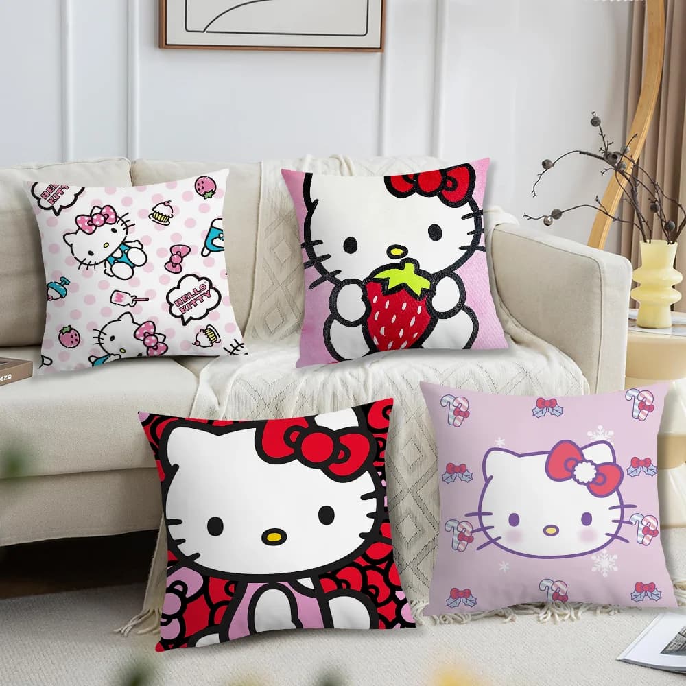 Fodera per cuscino Kawaii Hello K-Kitty per decorazione divano, casa, auto, camera, caffetteria, ufficio, stile nordico semplice