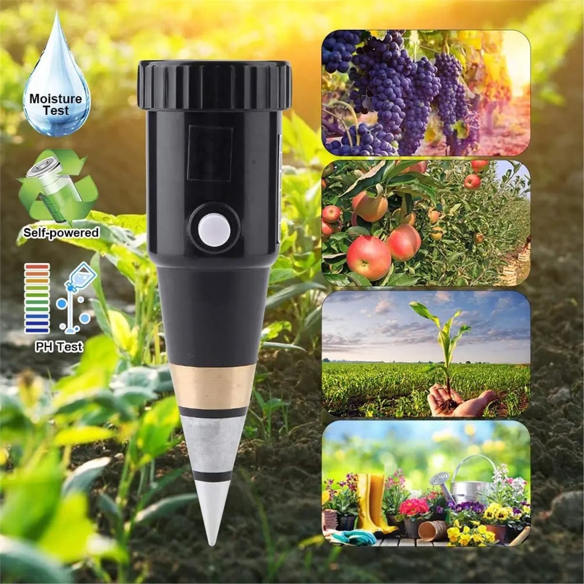 LNHF Soil PH and Moisture Meter Hygrometer for Vineyards, Orchards, and Lawns