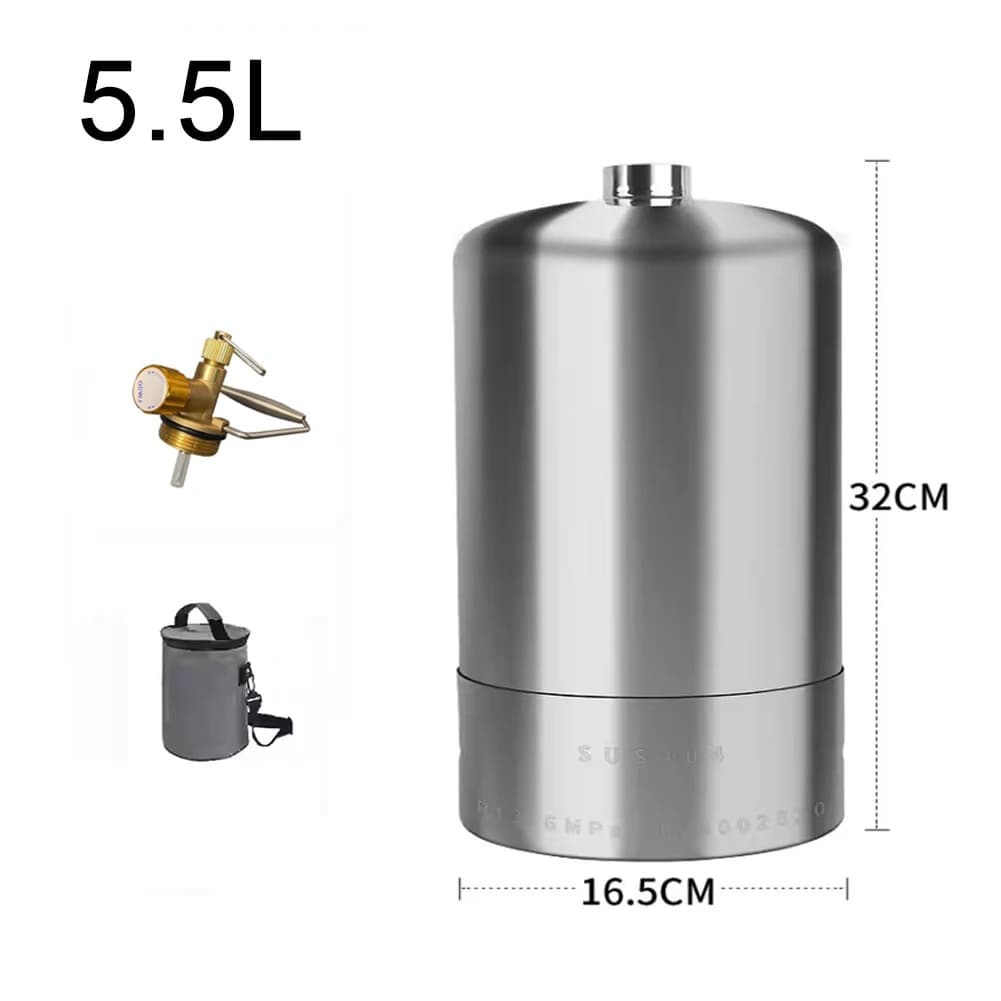 3.0/4.0L/5.5L Vacuum Gas Bottle Stainless Steel Outdoor Camping Kit Reusable Reusable Propano Tank Recyclable Fuel Bottle