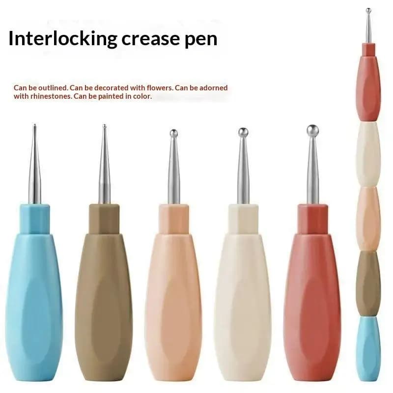 Nail Art Dotting Pen Set 5Pcs Interlockable Multicolor Handle DIY Manicure Tools for Salon