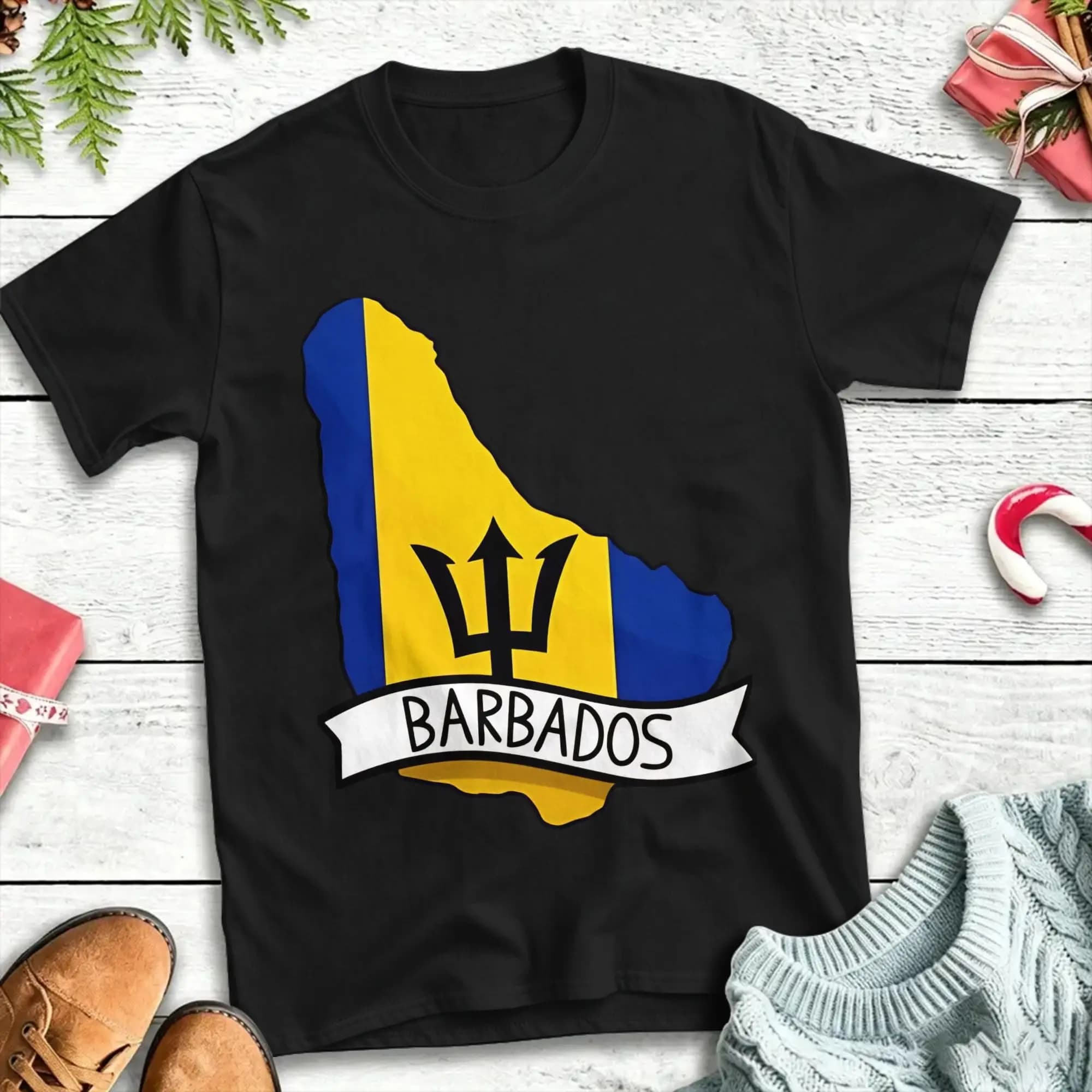 Barbados Flag Map Cotton T-Shirt For Men's Summer Y2K Basic T Shirts O Neck Hip Hop Tees Oversized Casual Clothes