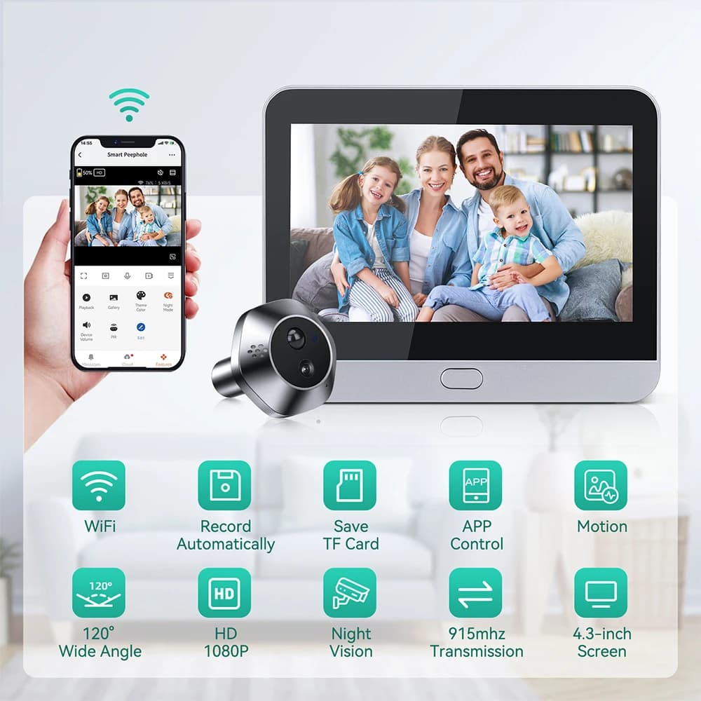 WiFi Wireless Campanello per porta esterno Telecamera Tuya Videocitofono Videocitofono PIR Rilevazione movimento mirilla puerta camara wifi
