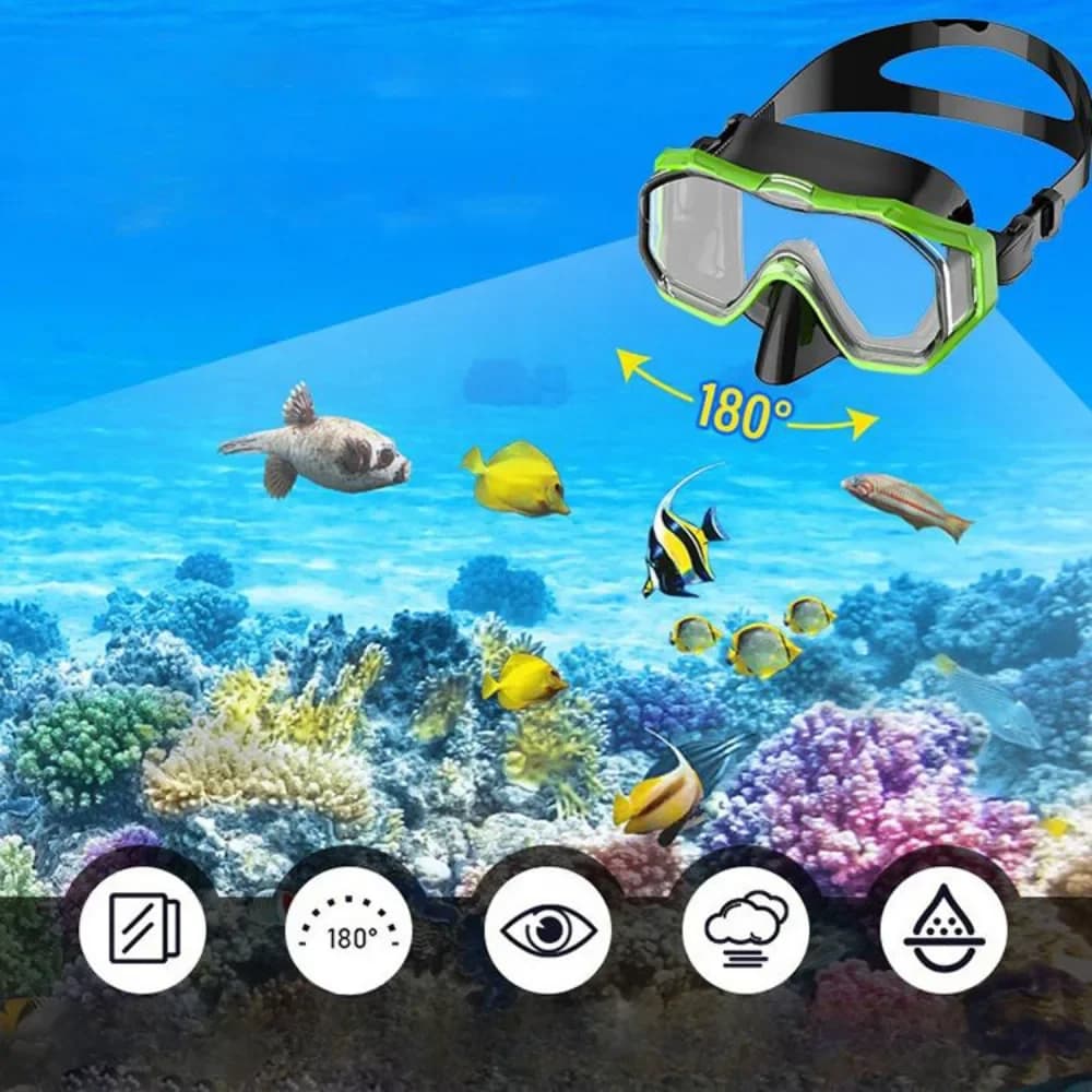 Transparent Adjustable Swimming Goggles Silicone Snorkeling Set HD Tempered Glass Anti-fog Myopia Children's Diving Goggles