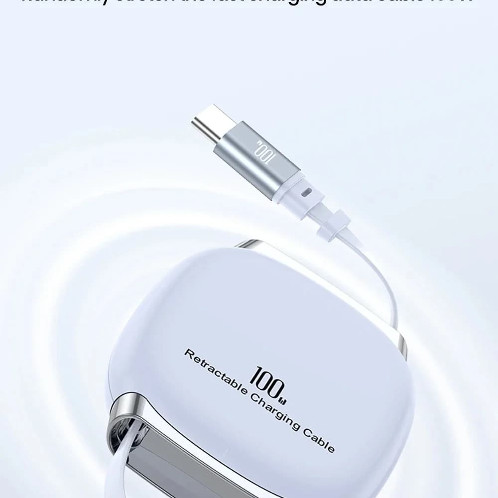 100W USB C to USB C Cable Retractable For iPhone 16 15 Plus Pro Max For MacBook iPad Fast Charging Car Kit Portable Data Cable