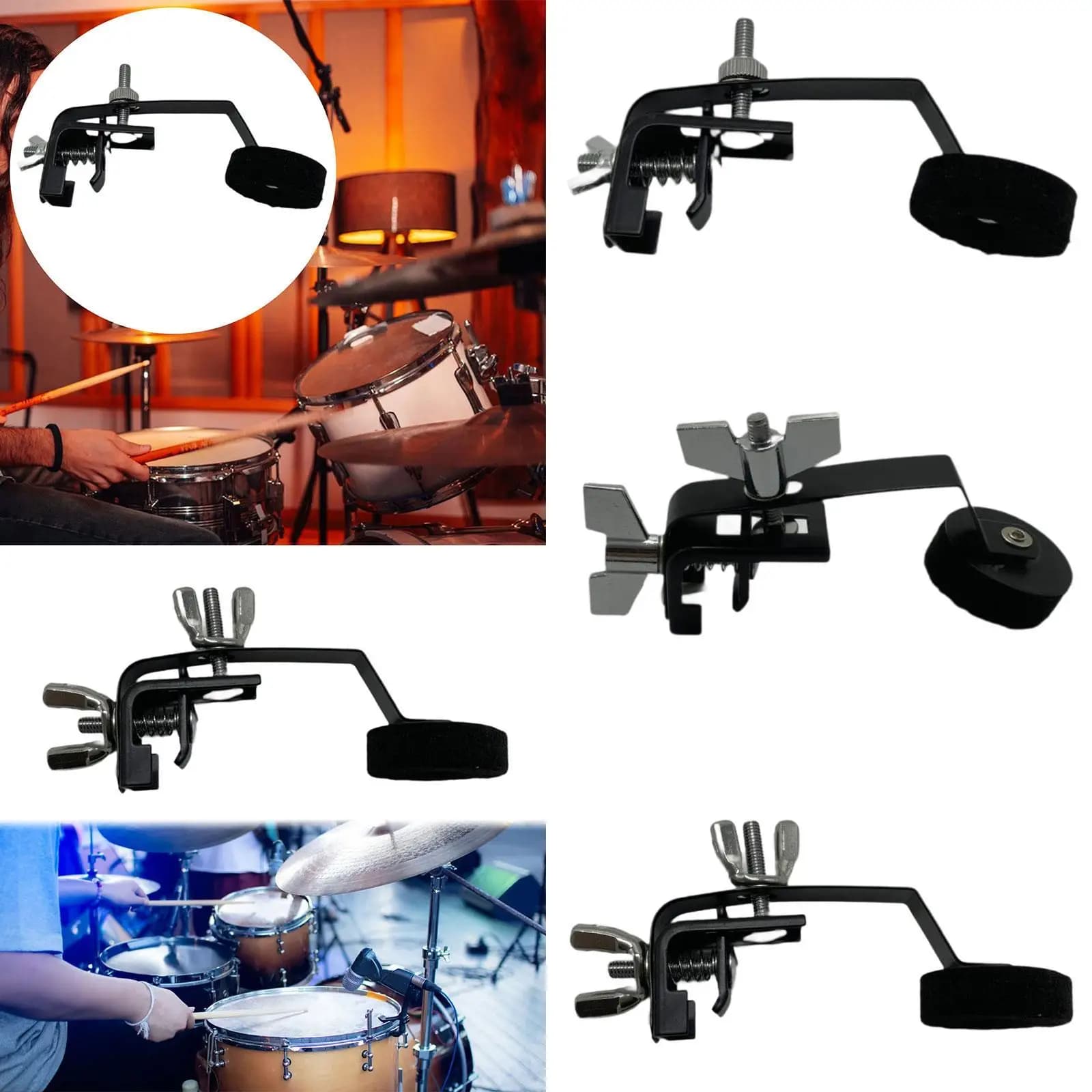 Pad Smorzatore per Batteria con Morsetto Esterno in Metallo, Componenti Musicali per Percussioni, per Ripeti Silenziosi e Protezione della Pelle della Batteria