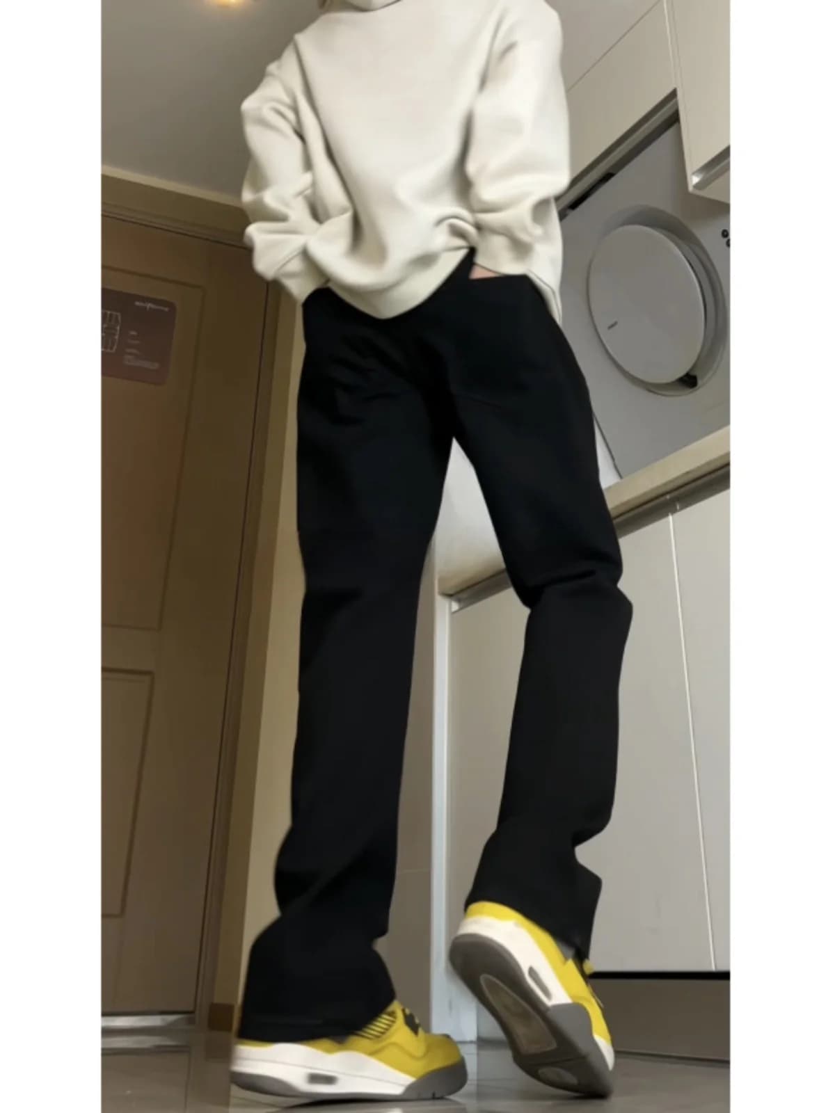 Tall Men's Jeans 190cm Spring Autumn High Street Vibe Micro Flare Denim American Retro Loose Straight Leg Jeans for Youth
