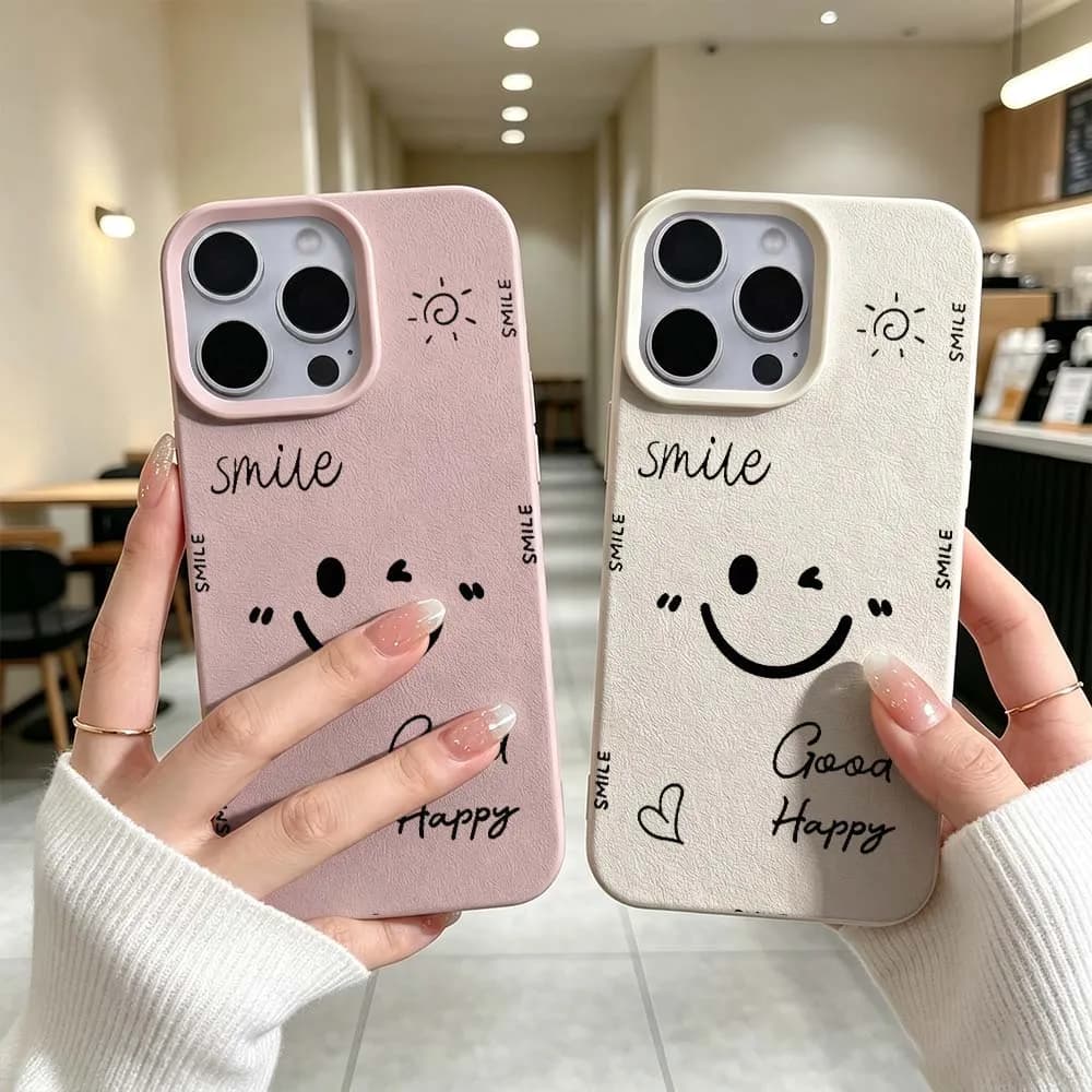 Cartoon Smile Happy Art For iPhone 17 Air 16 16e 15 14 13 12 11 XS Pro Max Plus Anti-Drop Stylish Soft Cover Phone Case