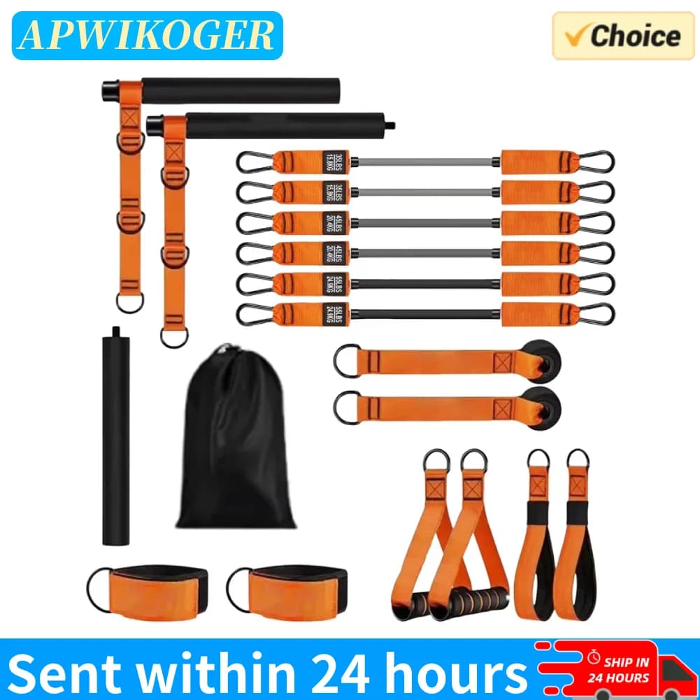 Kit pilates bar with resistance bands Multifunctional pilates bar Portable yoga stick for pilates Strength training equipment for home gym