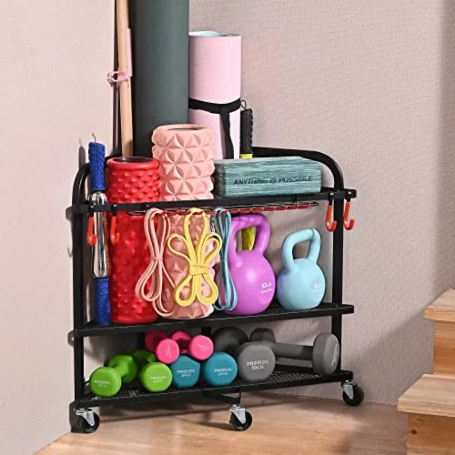 Porta manubri, porta tappetini yoga e porta kettlebell per palestra domestica e garage