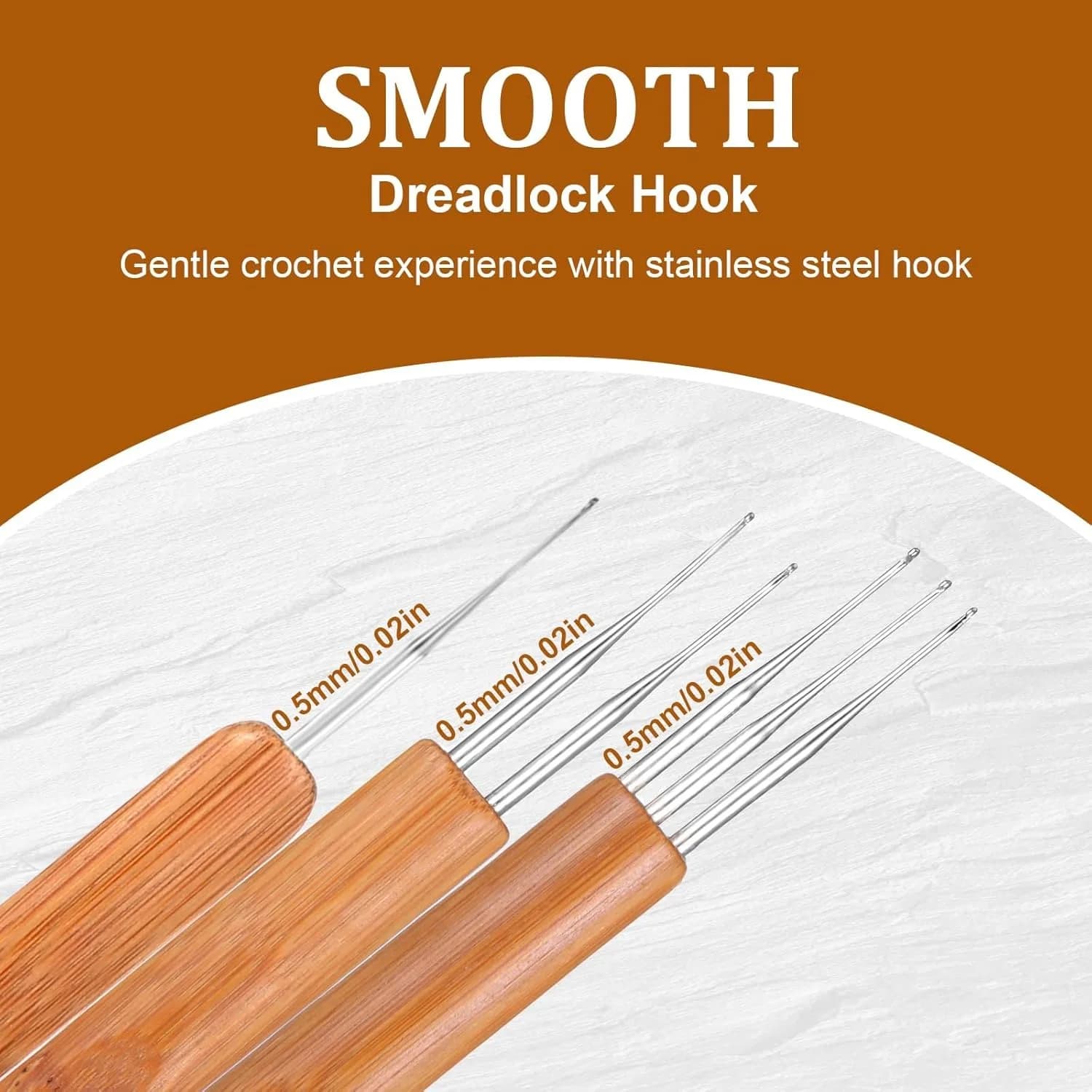 1 Pezzo Uncinetto in Legno da 0,5 mm per Dreadlock, Ago per Uncinetto, Strumento per Dreadlocks e Intrecciatura Capelli