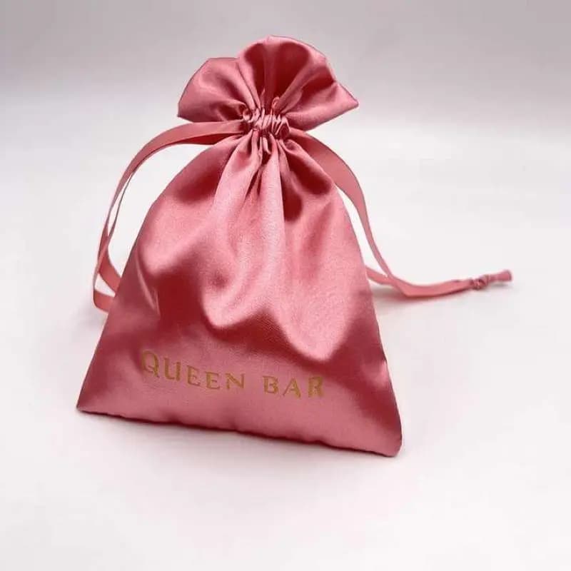 Regalo per la festa della mamma rosa Tessuto color seta imitazione Biancheria intima personalizzabile Scarpe Borsa per riporre gioielli per capelli Borsa con coulisse in raso