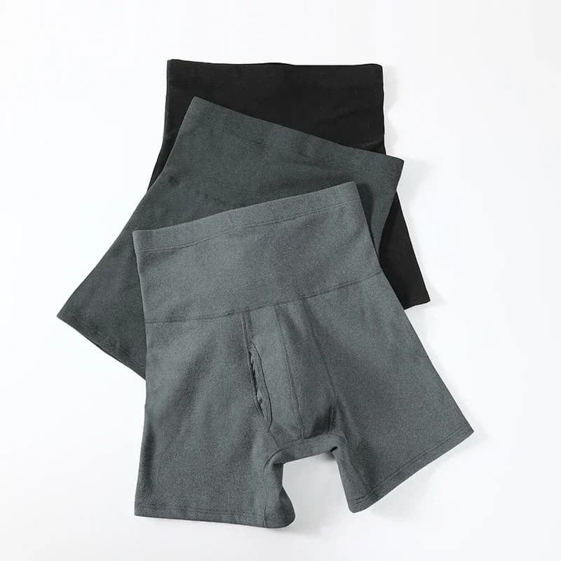 3pcMen's underwear: high-waisted, slimming, fat-fitting, oversized, anti-abrasion, waist protection, warmth, thickened and fleec