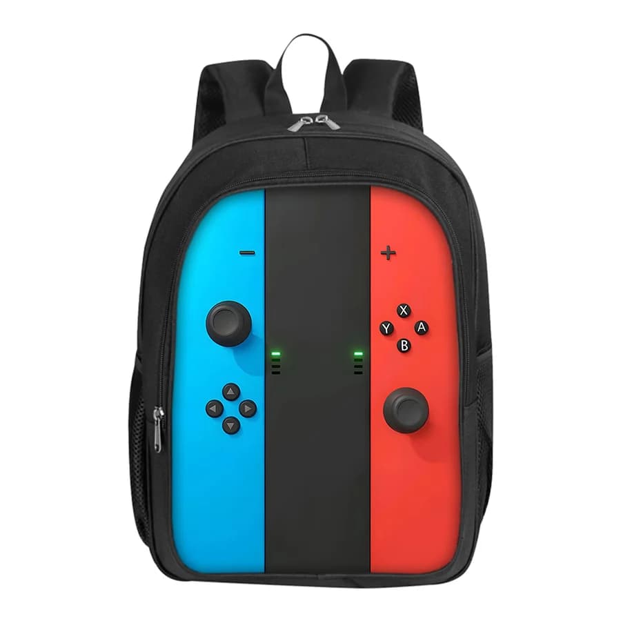 Zaino a doppio strato con motivo console di videogiochi, in offerta speciale, per bambini e ragazzi, idea regalo, zaino scolastico piatto 2D con cartoni animati.