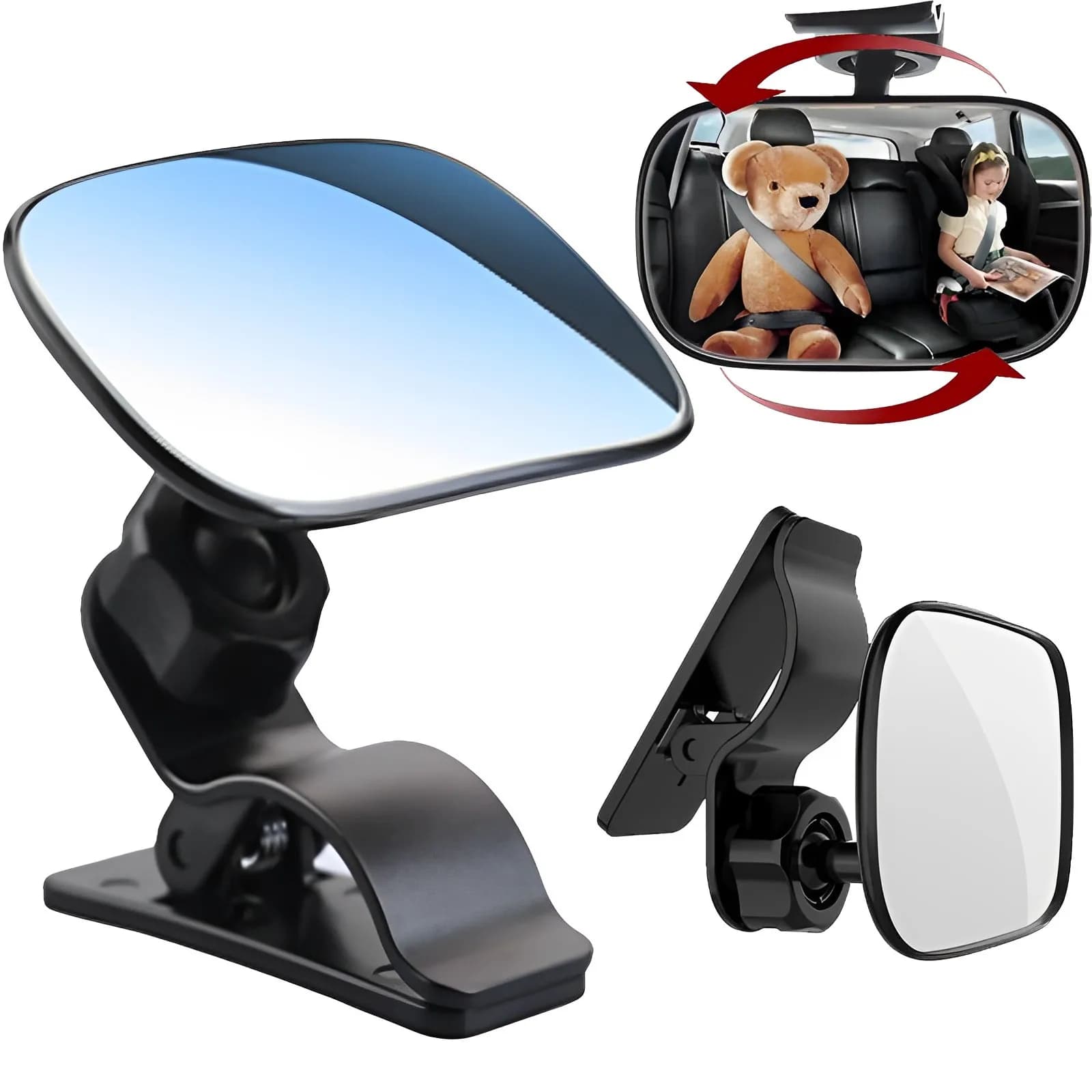 Sedile posteriore per Auto specchietto retrovisore per bambini Mini Monitor di sicurezza universale regolabile rotazione a 360 gradi 2 in 1 accessori per Auto con ornamento automatico