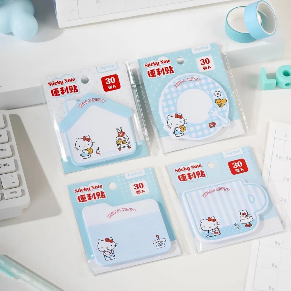 Blocco note adesivo a forma speciale di Sanrio Hello Kitty, graziosi blocchetti per appunti a forma di cartone animato, decorazioni per ufficio e scuola, cancelleria, regali per ragazze
