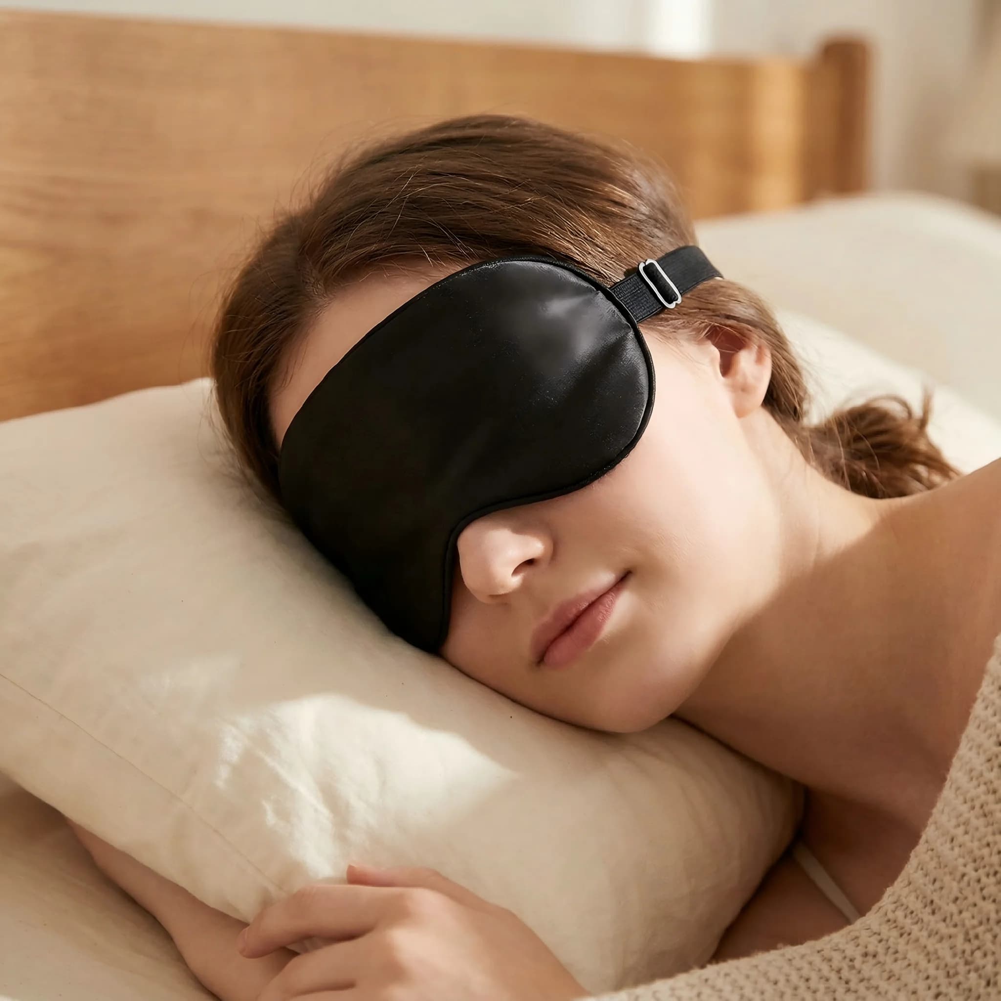 Maschera per dormire confortevole, traspirante e dalla texture liscia, adatta per yoga, meditazione, riposo pomeridiano e sonno laterale, accessorio indispensabile
