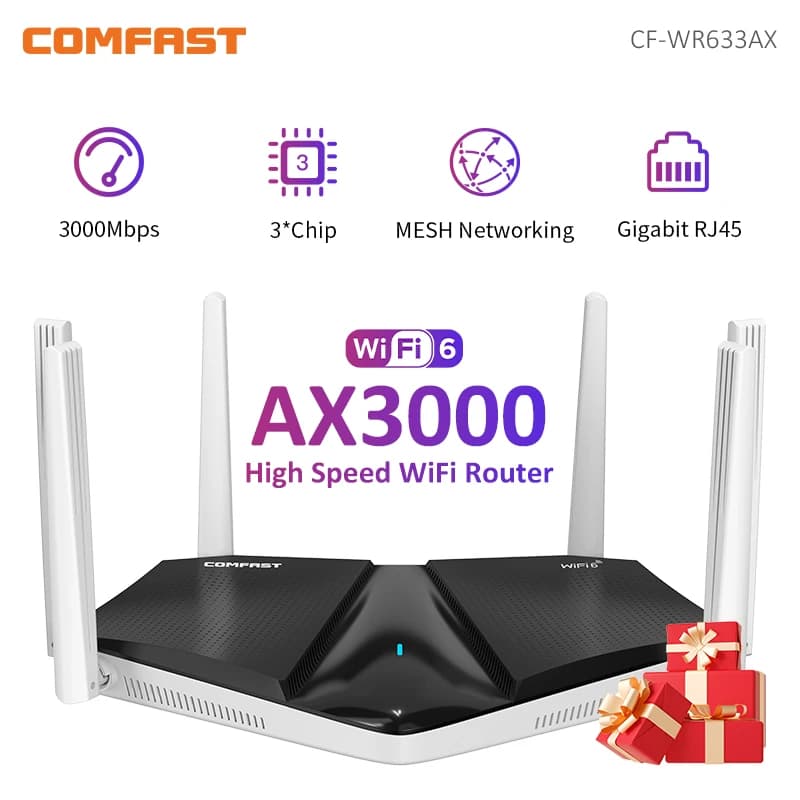 COMFAST Router Wireless Repeater 3000Mbps Wifi Signal Booster Dual-Band 2.4G&5G WiFi Extender WiFi Amplifier Home Office Outdoor