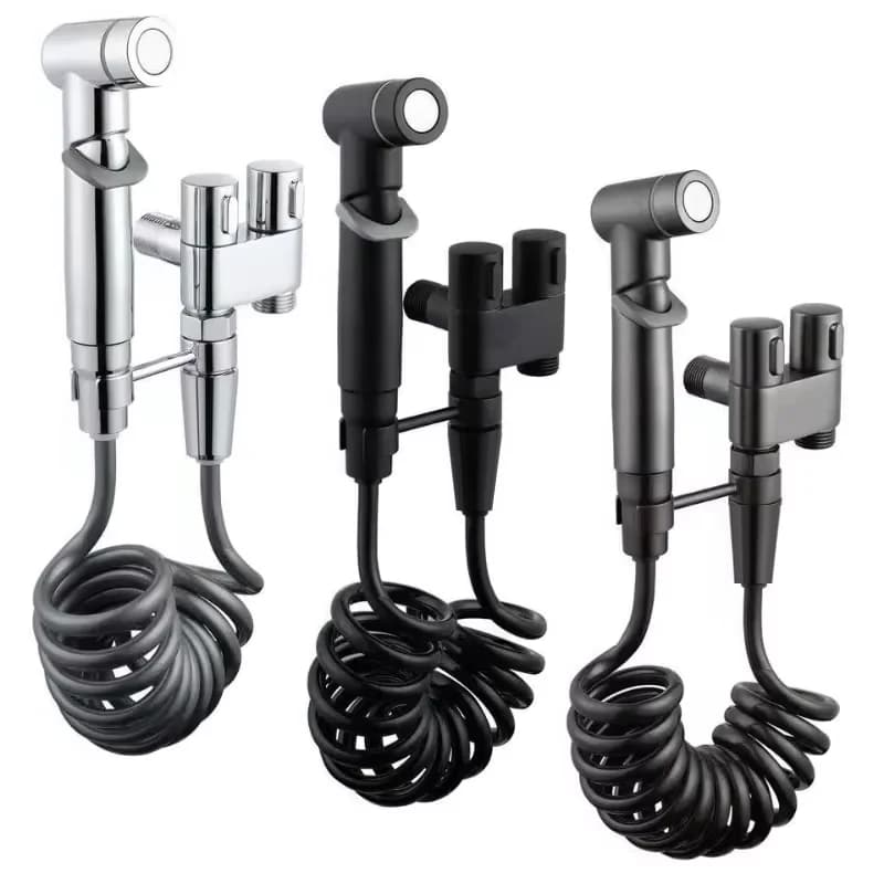 Rubinetti Bidet Argento/Nero/Grigio in Acciaio Inossidabile, Set Doccetta Igenica per WC, Rubinetto Doccia Bidet