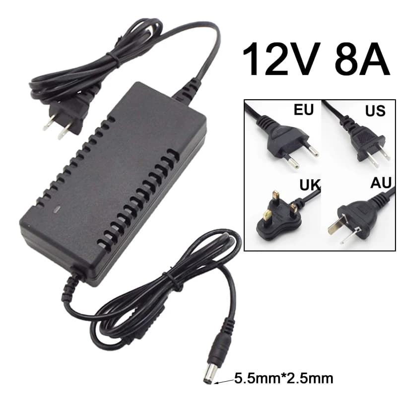 12V 8A 8000am AC To DC Power Adapter Power Adapter Power Converter Charger Switch Led Charging Transformer For CCTV Camera HAS CONDEDOTTO The Light of the Strip