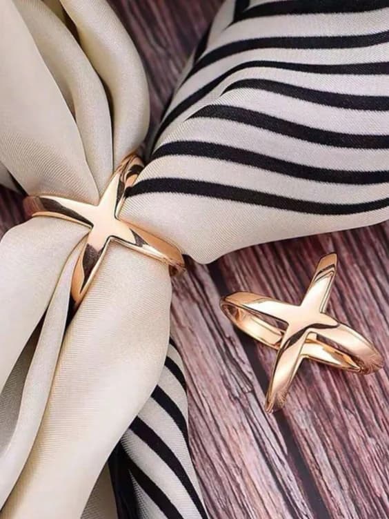 Gold X-Shaped Silk Scarf Ring Minimalist Cross Metal Scarf Buckle Multifunctional Neckerchief Holder Fashion Clothing Accessories