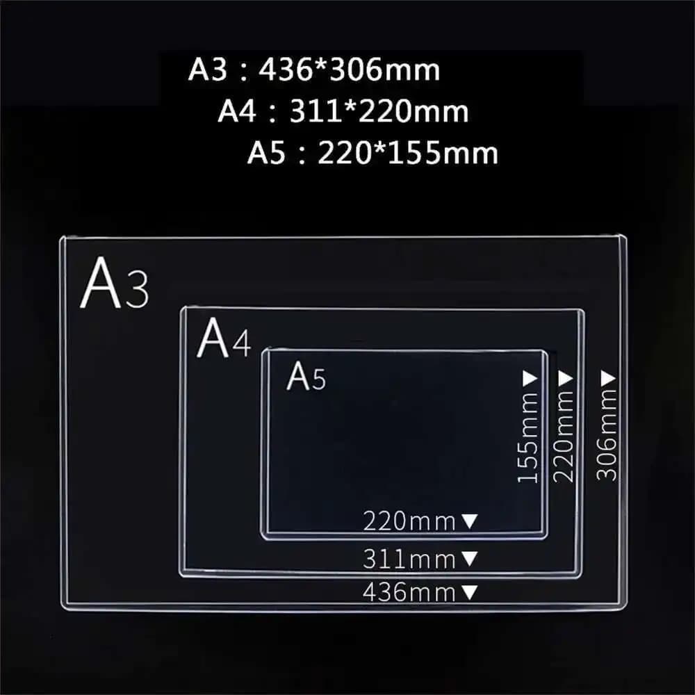 Borsa dati Custodia protettiva per file Clip A5/A4/A3 Cartella per presentazione con sacchetto per carte in plastica trasparente in gomma dura
