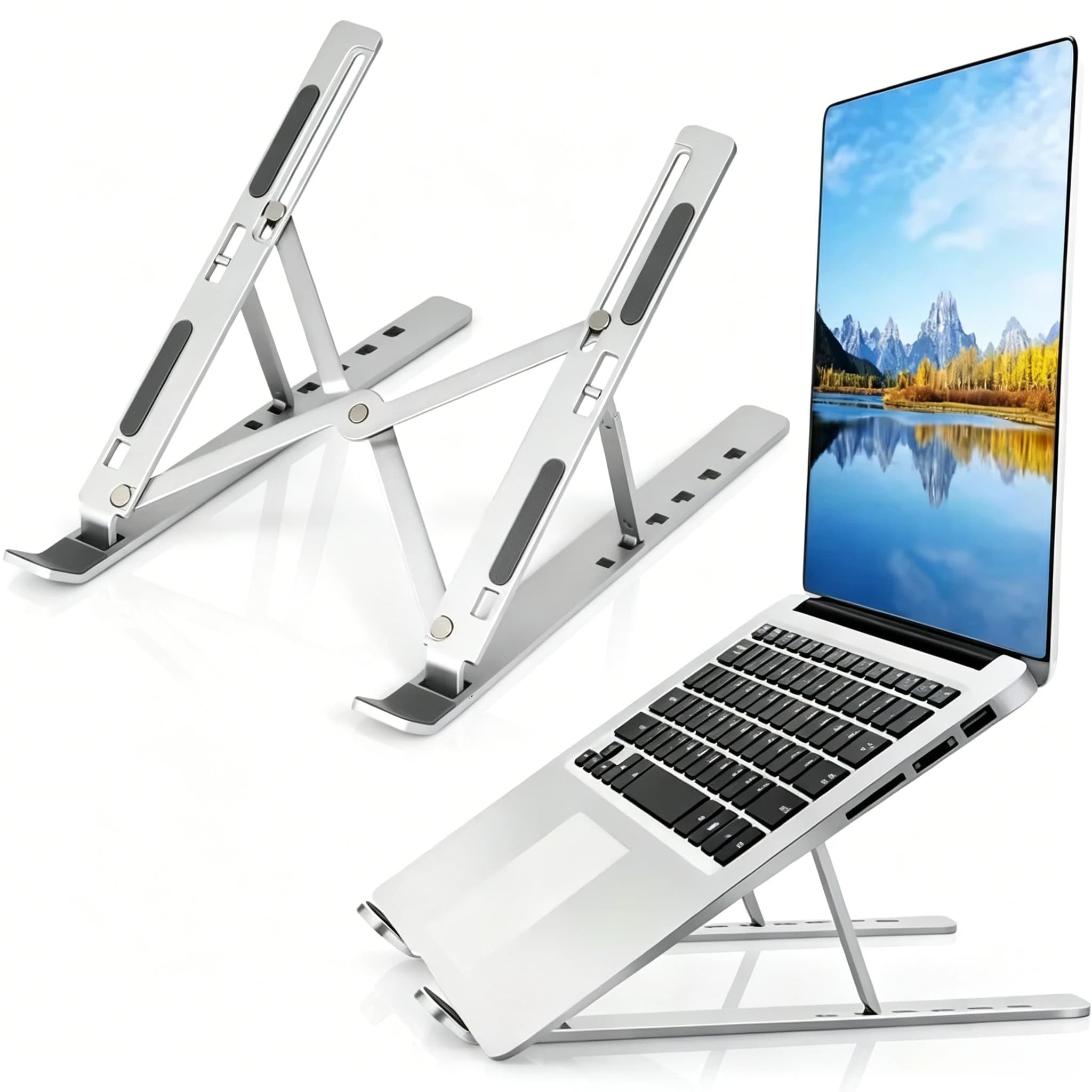 Adjustable Laptop Stand 10 Level Height Foldable Portable Design For 8-16 Laptop Enhanced Ventilation Heat Tablet Stand