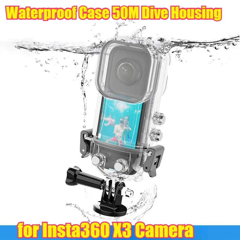 Custodia impermeabile Custodia subacquea 50M per fotocamera Insta360 X3 con obiettivo antiappannamento Design antipolvere e antiurto per lo sport con lo snorkeling