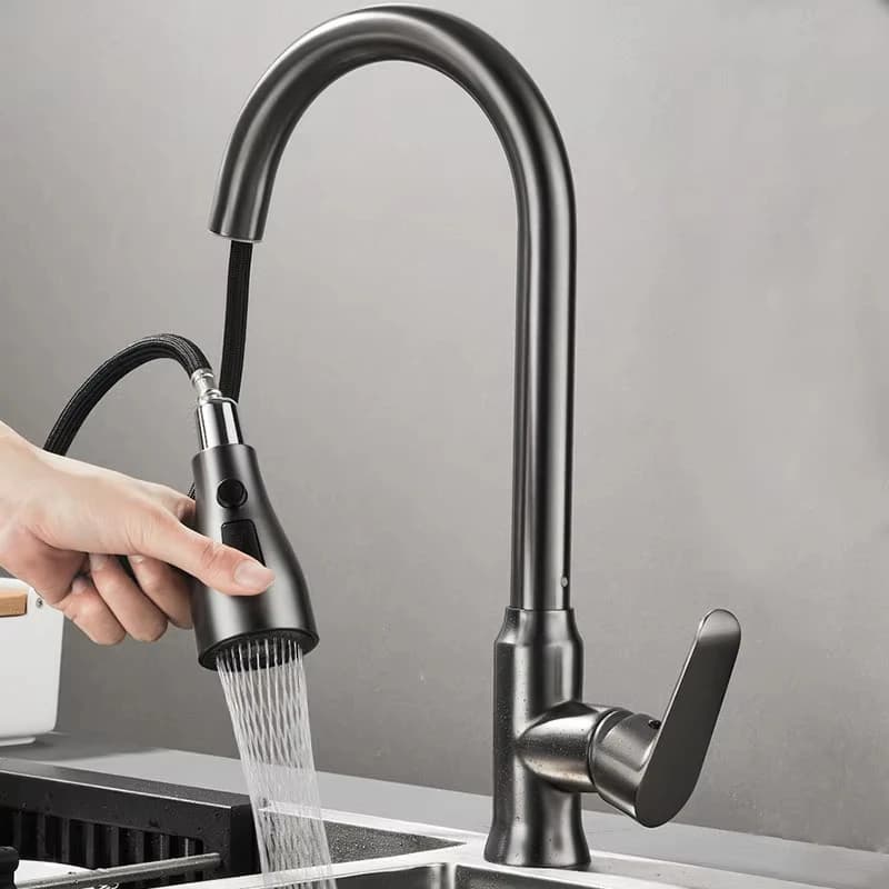 Rubinetto da Cucina Estraibile in Cromo Lucido, Miscelatore per Lavello con Doccetta Estraibile in Acciaio Inox 304, Rubinetto da Cucina Acqua Calda e Fredda