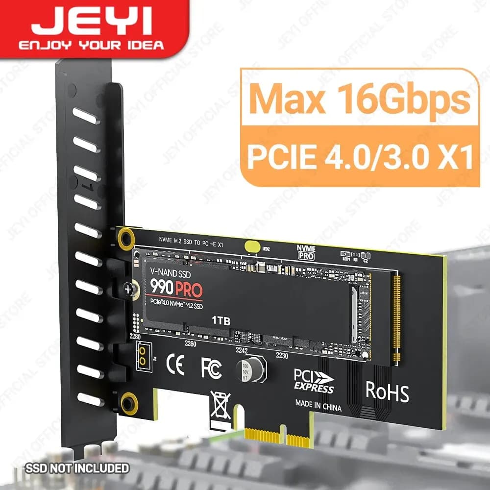 Scheda adattatore JEYI M.2 NVME SSD a PCIE X1, scheda di espansione 2280 SSD PCIe 3.0 4.0 per PC Desktop, pci-e GEN4 16Gbps Full Speed SK1