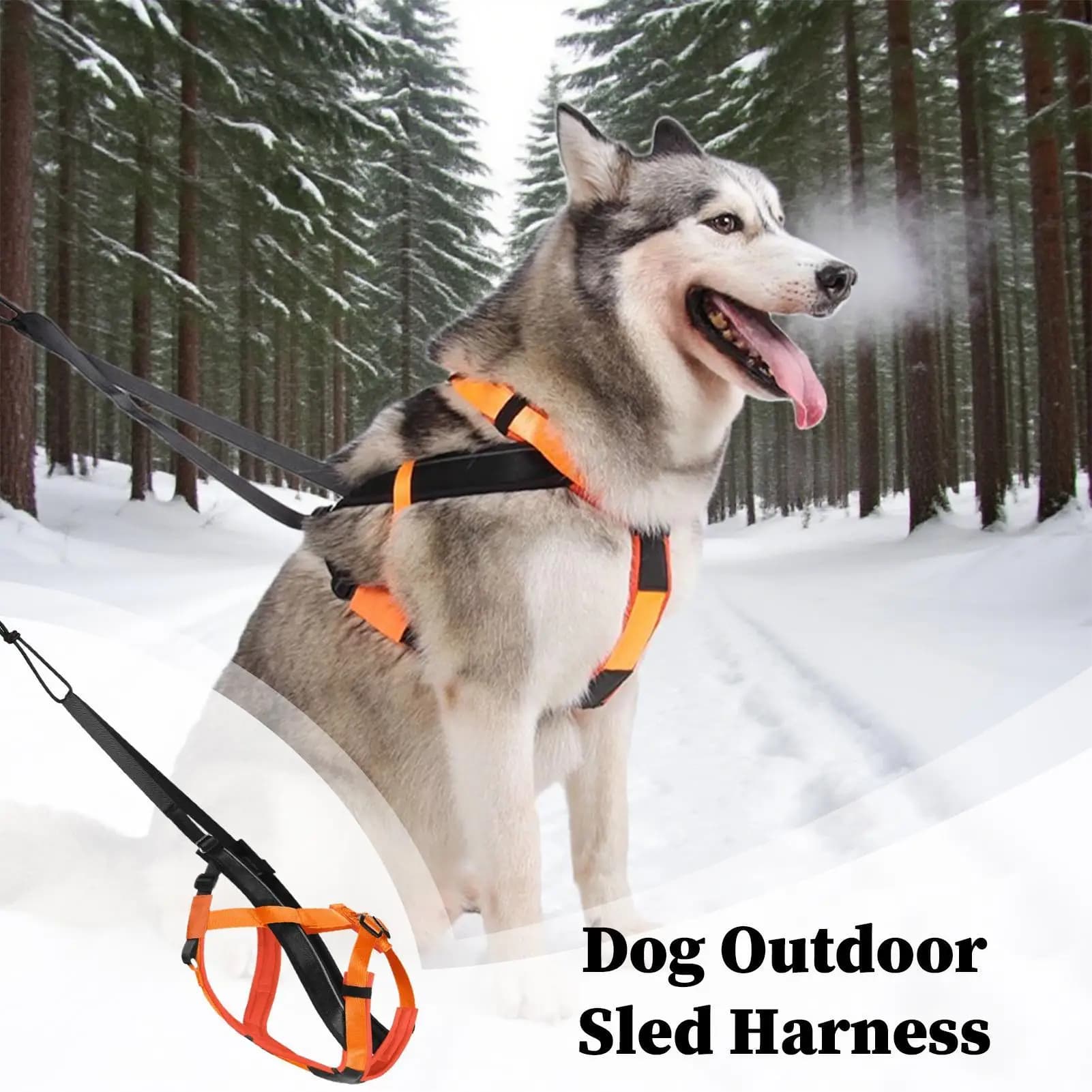 Dog Sled Harness Reflective Dog Running Harness Comfortable Adjustable Strap for Sled Training Walking Pulling Exercise Outdoor