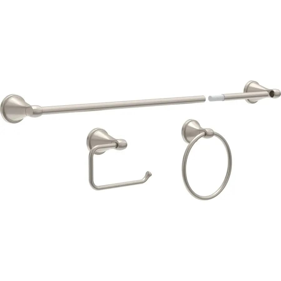 Set da Bagno Becker 3 Pezzi, SpotShield in Nichel Spazzolato, Portasciugamani 18-24, Porta Carta Igienica, Anello BCK63DN