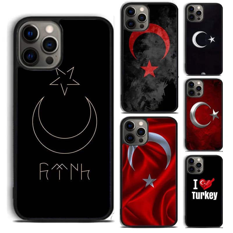 Custodia per telefono bandiera turca Turchia per iPhone 16 15 11 12 13 14 Pro Max XS XR Plus coque