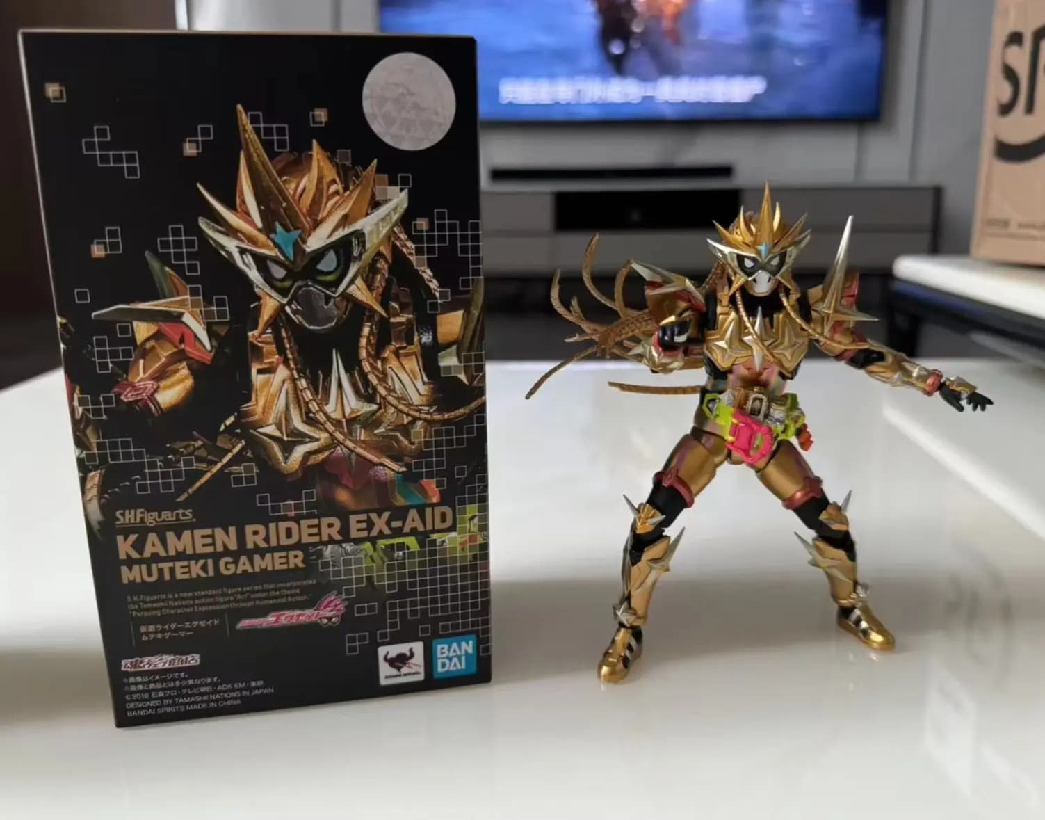 Genuine Bandai Kamen Rider Model Kit SHF EX-AID Muteki Gamer Heisei Generations Anime Action Figure Collection Finished Model