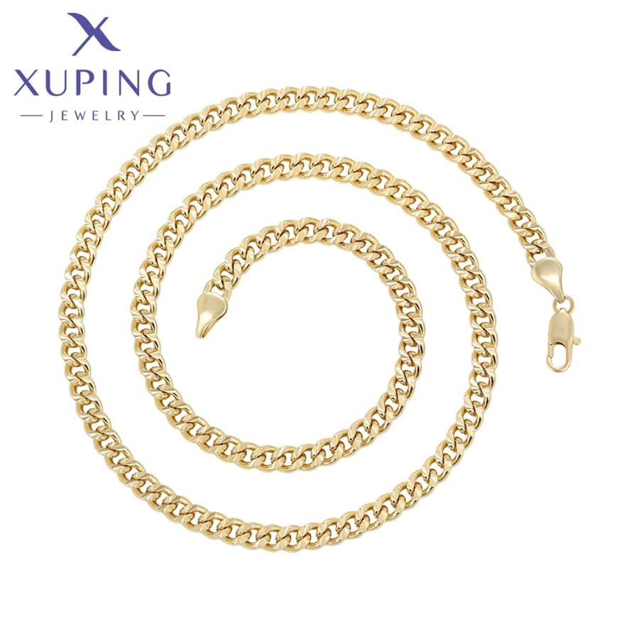 Xuping Gioielli Nuovo Arrivo Alla Moda 50 cm Collana Color Oro Chiaro per Donna Uomo Festa di Natale Desiderio Regali X000933970