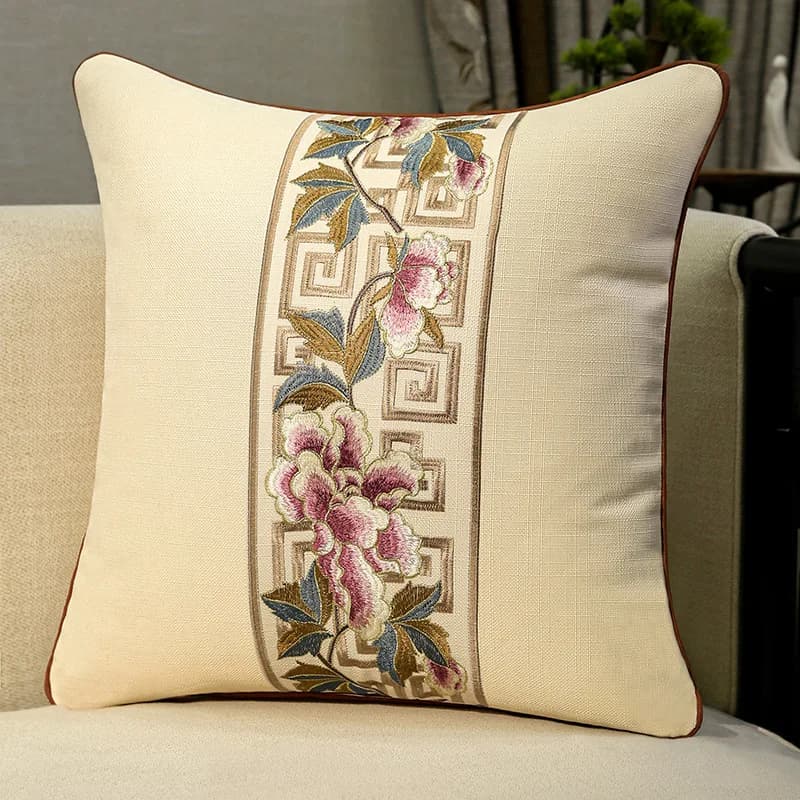 Fodera per cuscino in velluto europeo di lusso, ricamata a mano con motivi floreali, classica ed elegante, per divano, soggiorno, decorazioni per la casa