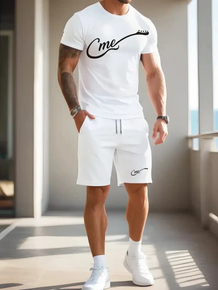 Completo Casual da Uomo 2 Pezzi con Stampa 3D: T-Shirt a Maniche Corte e Pantaloncini ad Asciugatura Rapida per Allenamenti Estivi e Abbigliamento Athleisure alla Moda