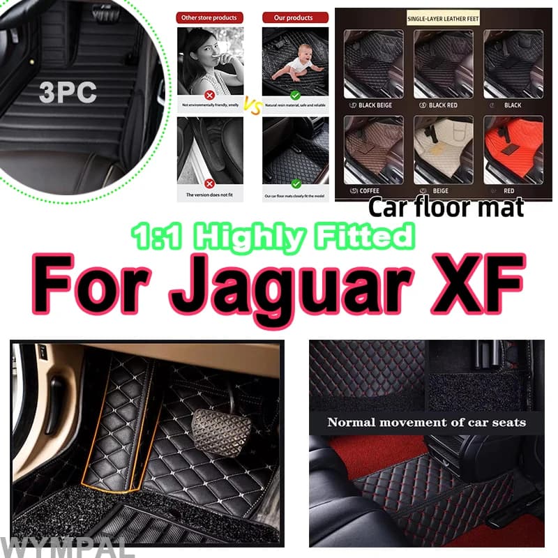 Luxury Leather Car Floor Mats For Jaguar XF X260 2016~2022 Carpet Rugs Durable Mat Auto Interior Parts carpets Anti Dirty Pads