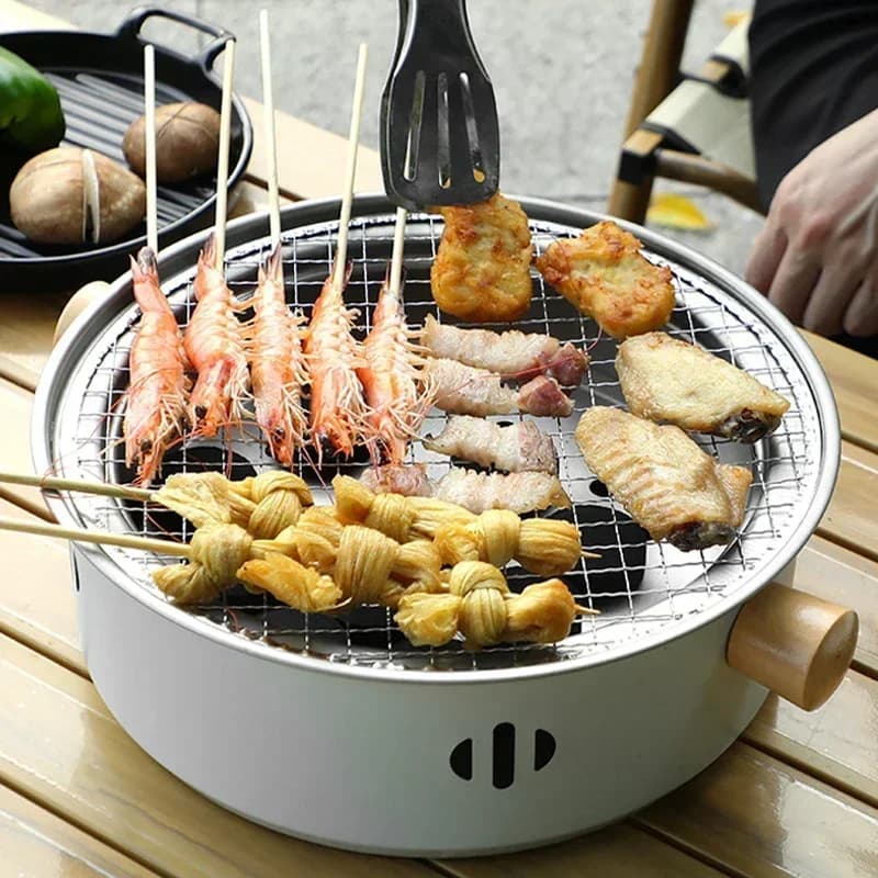 Stainless steel split barbecue grill Korean style grill with non-stick grill for portable outdoor camping