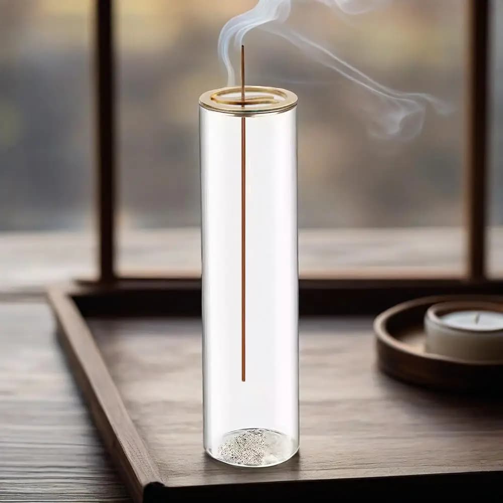 Portaincenso con Raccoglitore di Ceneri in Vetro – Anti-Ceneri Volanti, Bruciatore Moderno per Meditazione, Yoga, Spa, Arredamento Casa