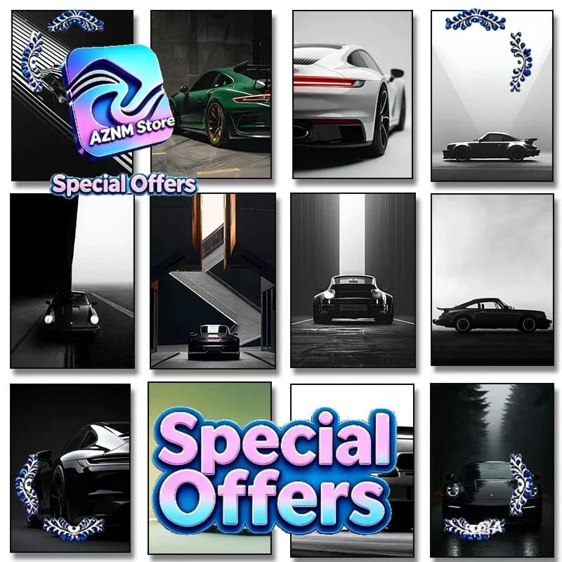 Black and White Luxury Car Art Poster Poster Canvas Painting Print Home Living Room Bedroom Entrance Bar Cafe Art Decoration