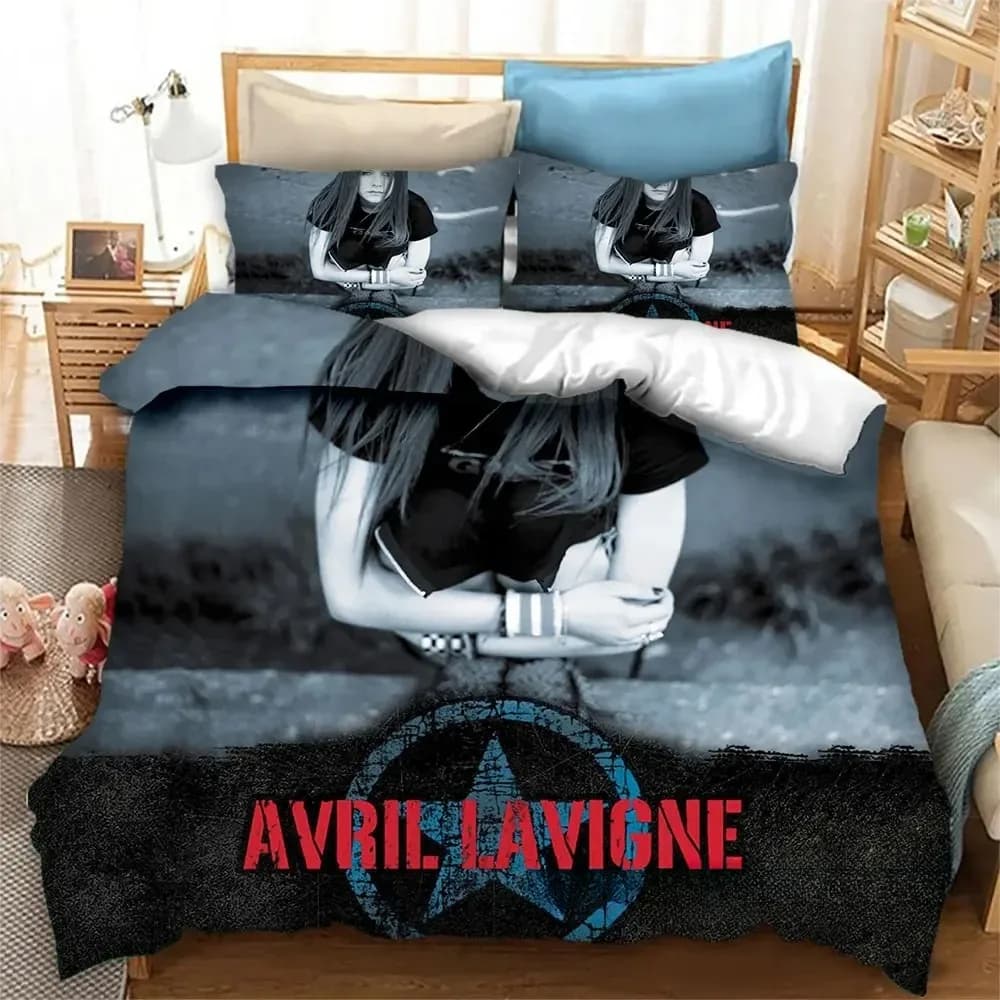 Set di biancheria da letto Avril Lavigne Set di forniture per letto squisito Copripiumino Set di trapunta Set di biancheria da letto Regalo di compleanno per ragazze