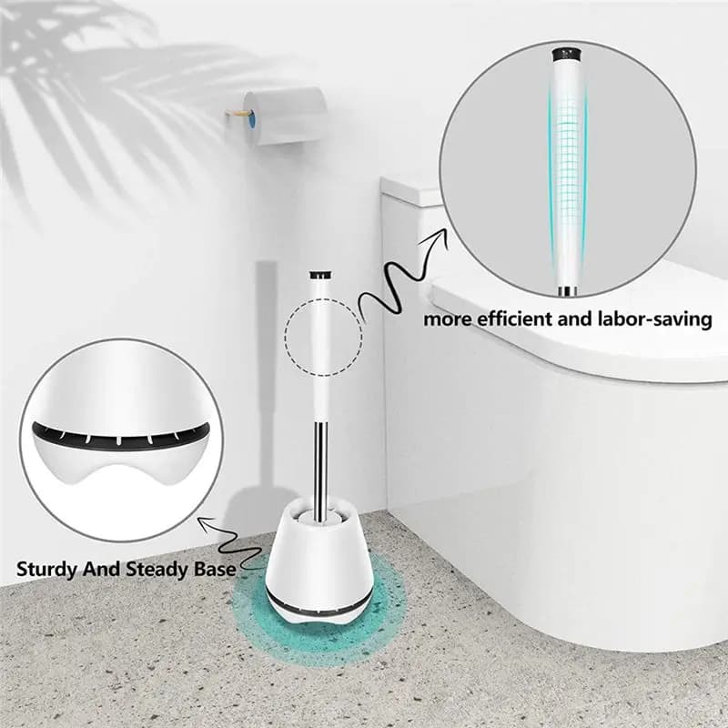 (ABLP) Spazzola per WC in silicone con supporto e setole ventilate per la pulizia del WC