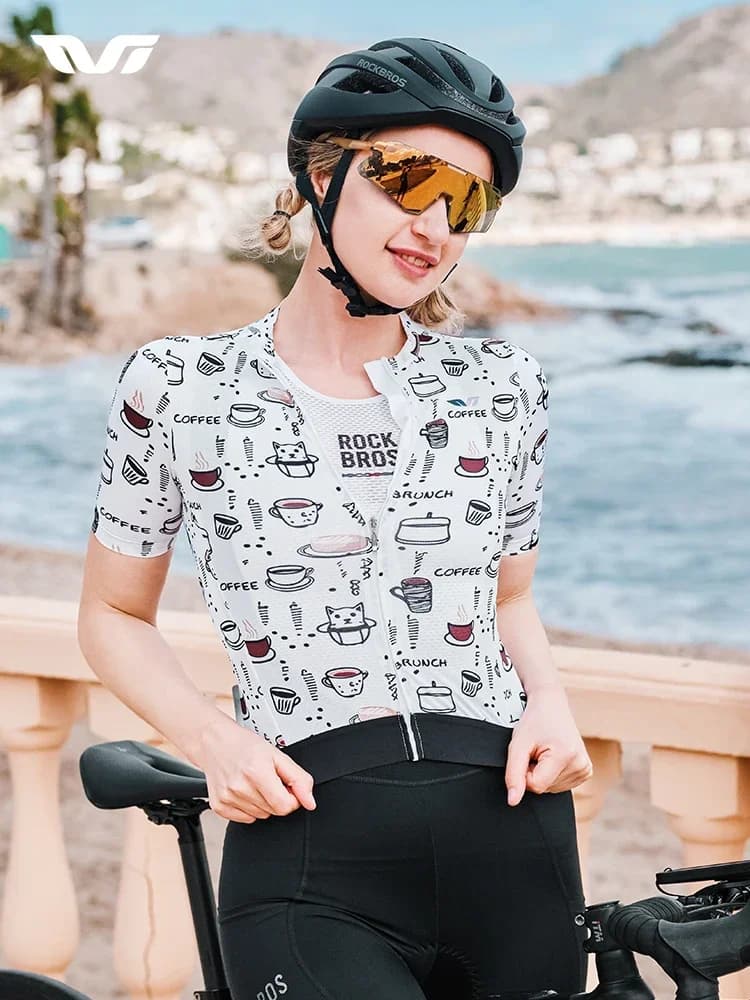 Maglia da ciclismo ROCKBROS abbigliamento da ciclismo da donna abbigliamento sportivo camicia a rete traspirante con cerniera YKK abbigliamento da bicicletta antiscivolo
