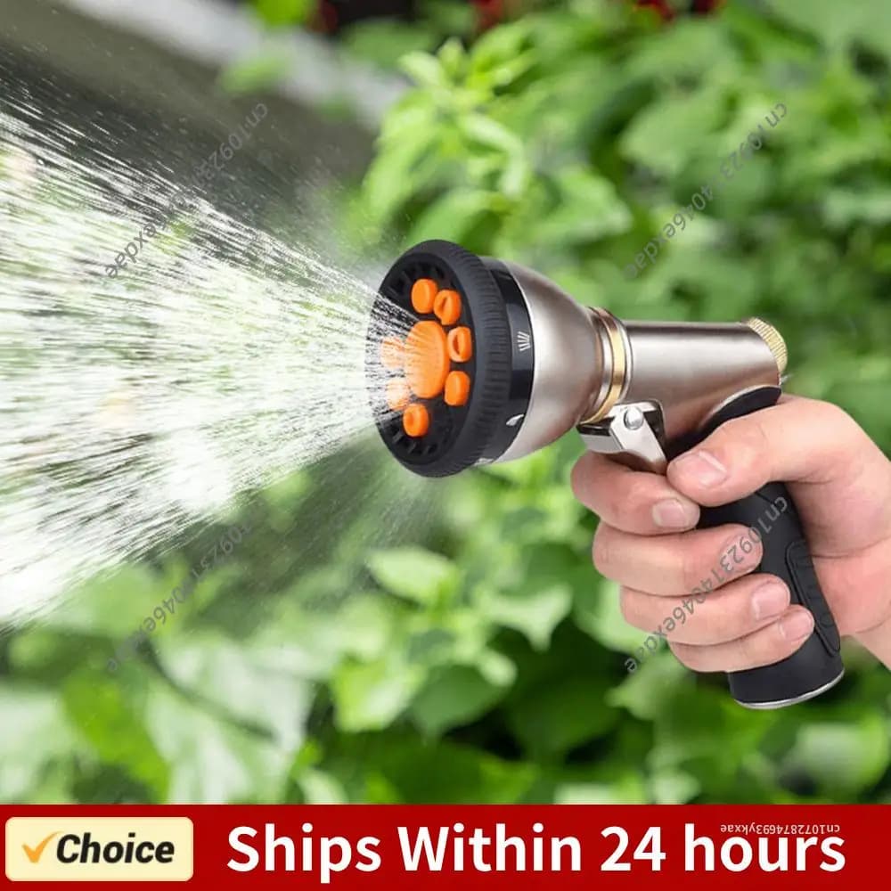 Hose Spray Nozzle Slip Resistant Heavy Duty Metal Hose Nozzle Multifunctional Lawn Water Gun for Cleaning Watering Lawn Garden