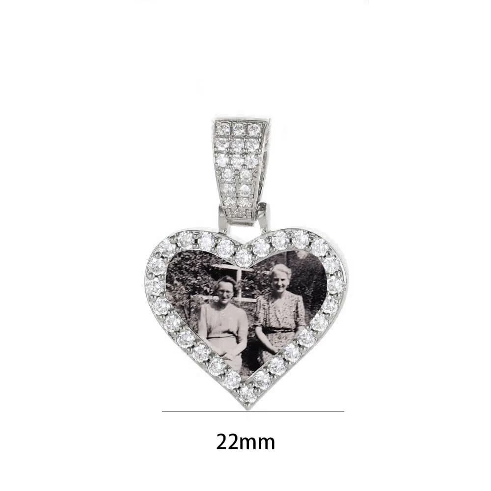 Ciondolo con foto a forma di mini cuore personalizzato hip-hop Collana con memoria con cornice fai-da-te unisex con zirconi per regali di feste di matrimonio
