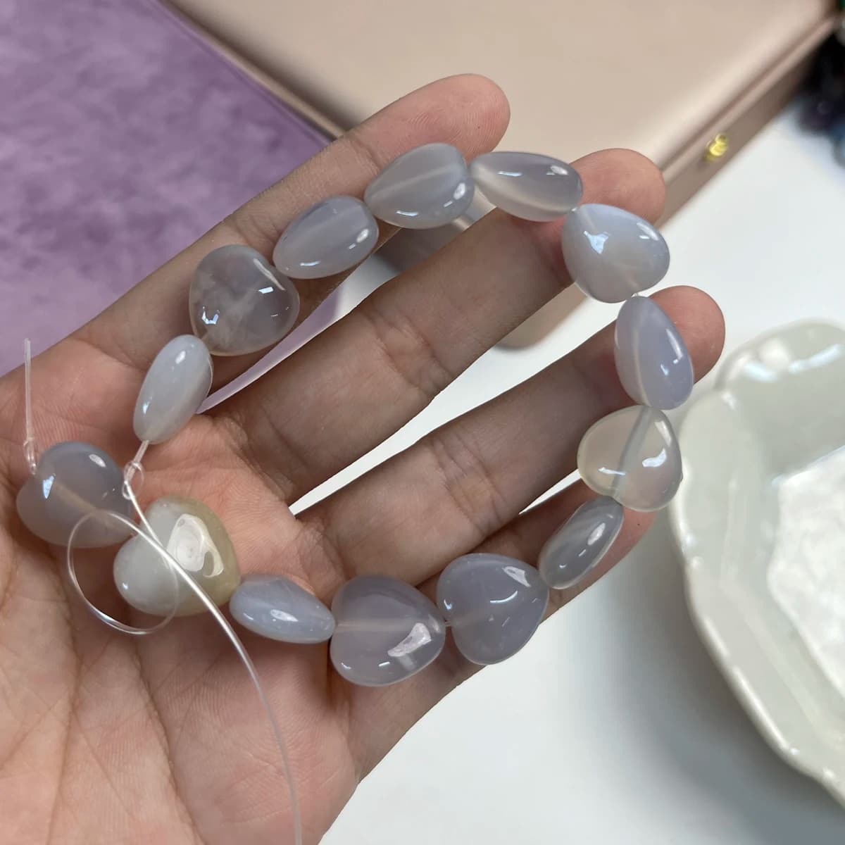 Perline sciolte semilavorate in pietra naturale a forma di cuore da 14 mm per la creazione di gioielli Accessori per braccialetti per collane da donna fai-da-te