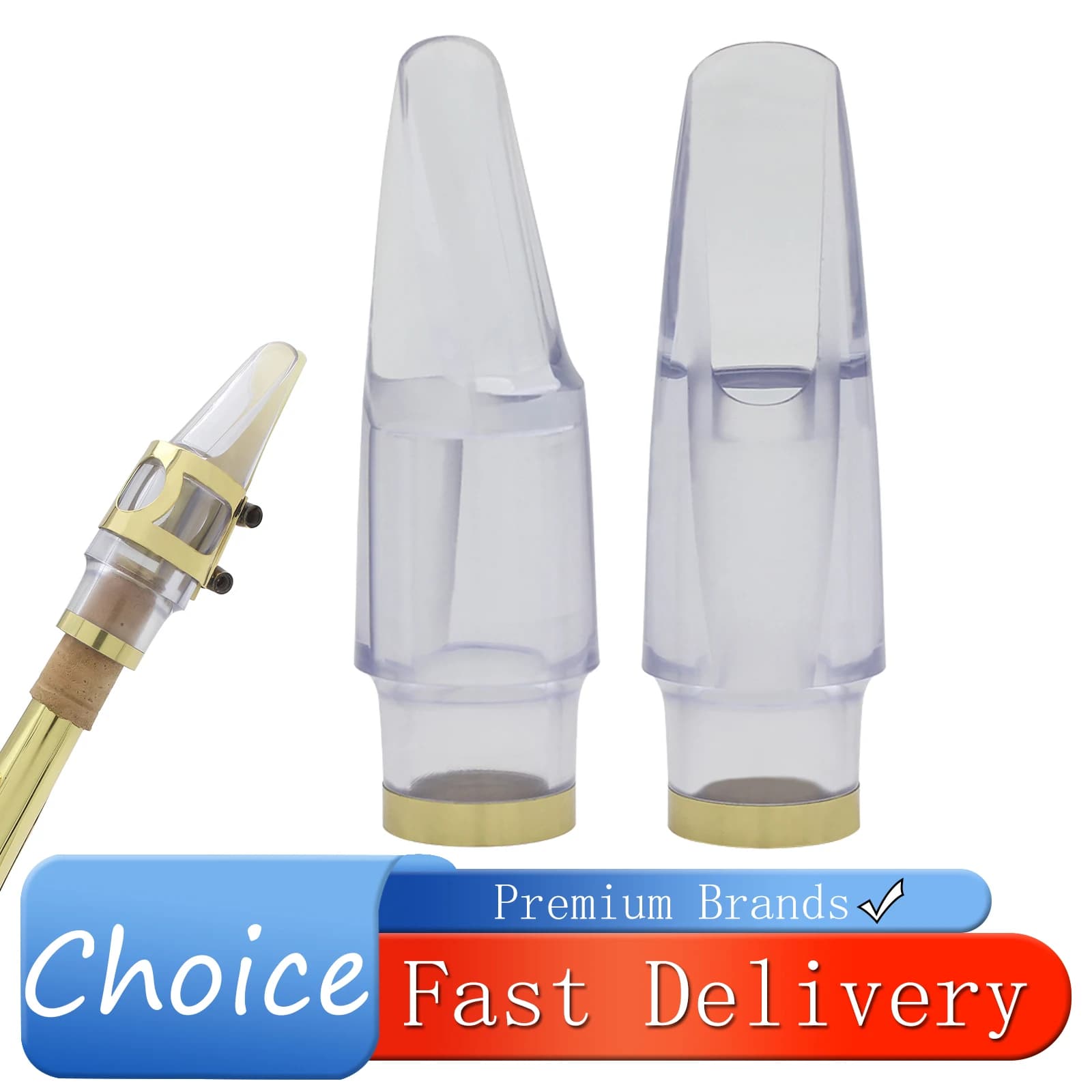 SLADE Transparent Alto Saxophone Mouthpiece With Gold Ring Clear ABS Sax Mouthpiece For Alto Saxophone Replacement Mouthpiece