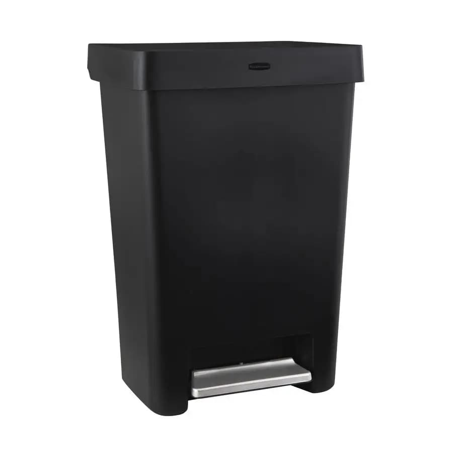 Cestino per Rifiuti da Cucina StepOn con Coperchio, 45 Litri, Nero, Contenitore per Spazzatura in Plastica per Casa, Cucina, Appartamento, Garage